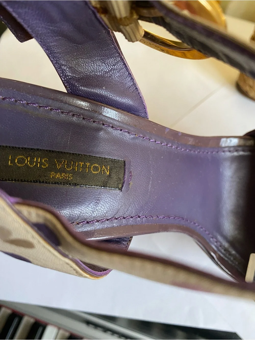 Louis Vuitton Lavender Purple Heart-Wedge Sandals Espadrille platform 37 sandals